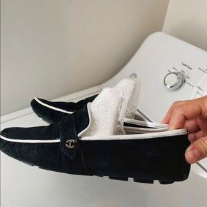 Just Cavalli mens navy blue with white trim loafers 8.5